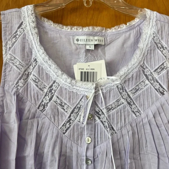 NWT Eileen West size small periwinkle full length sleeveless nightgown - Picture 2 of 6